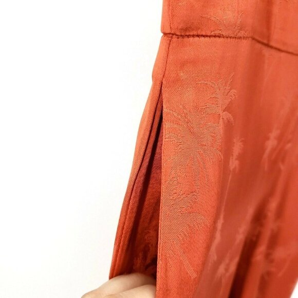 PEPALOVES Palm Jacquard Jumpsuit Orange Textured Wide Leg XS S M L - Picture 5 of 8